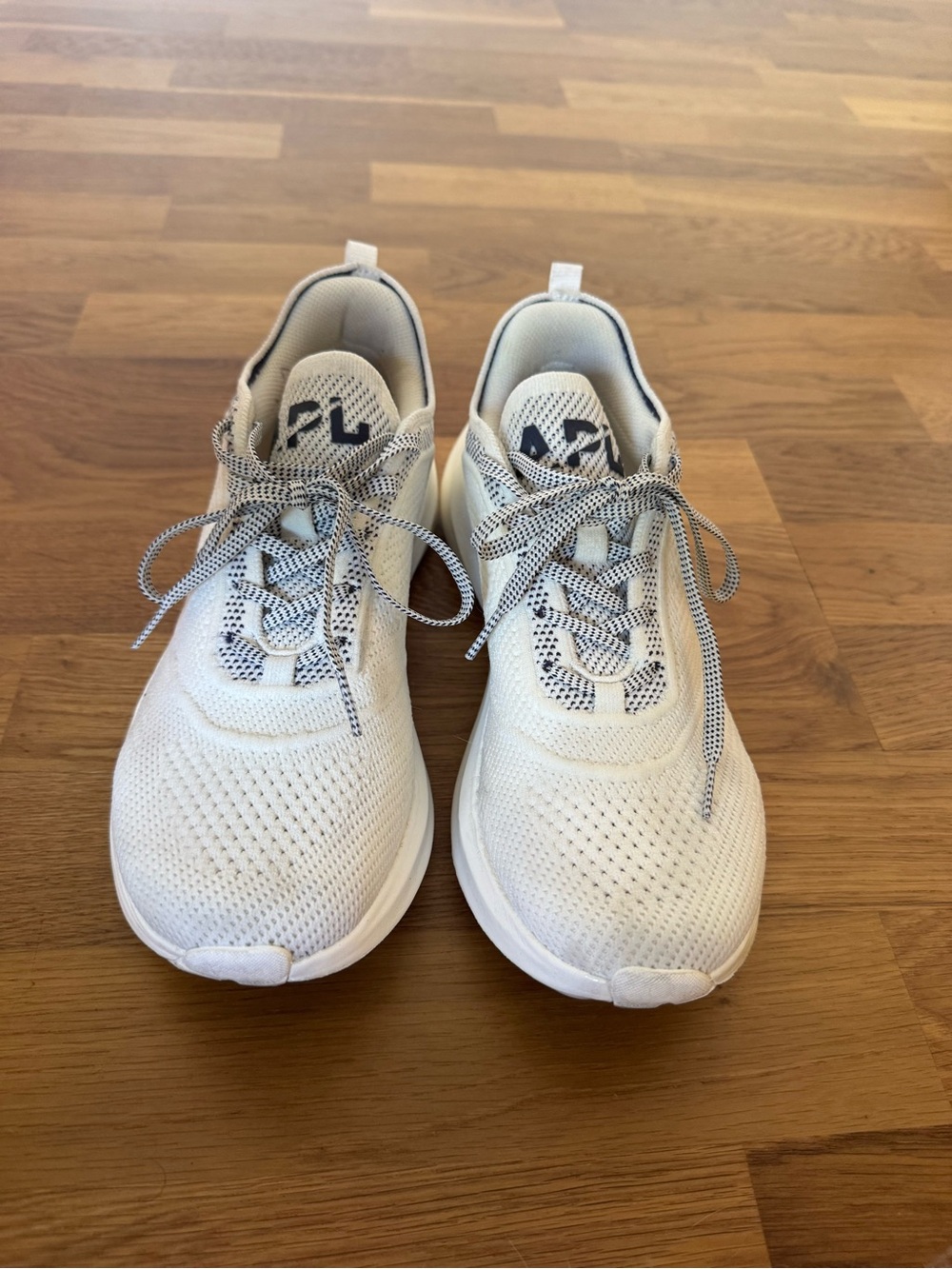 APL White Knit Casual Sneakers with Subtle Navy Detail